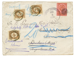 1894 COLOMBIA 10c Canc. CALI On Envelope (tear) To AUSTRIA Taxed On Arrival With POSTAGE DUES 5kr(x2) + 10kr Canc. SCHLA - Sonstige & Ohne Zuordnung