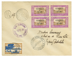 1938 15c+ 50c Bloc De 4 Obl. WALLIS + Cachet Maritime Rare NEW HEBRIDES INTERISLAND SERVICE Sur Env. Pour PORT-VILA R&ea - Other & Unclassified