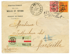 1922 10c + 50c Obl. PRat FRANCAIS WALLIS + Trés Rare Etiquette De RECOMMANDATION (type Spécial) Sur Env(no - Other & Unclassified