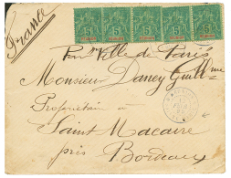 1895 5c(x5) Obl. REUNION SAINTE MARIE Sur Enveloppe Pour La FRANCE. TB. - Autres & Non Classés