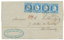 1875 COLONIES GENERALES Bande De 4 Du 25c CERES(pd) Sur Lettre De ST DENIS REUNION Pr BORDEAUX. TB. - Autres & Non Classés