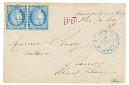 1875 CG Paire 25c CERES TTB Margée + REUNION ST BENOIT Bleu Sur Env. Pour La FRANCE. Superbe. - Autres & Non Classés