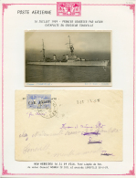 1929 50c Surch. PAR AVION Obl. VILA Sur Env. Pour La FRANCE. On Joint Une Carte Du Croiseur TOURVILLE. 1er Courrier Par - Autres & Non Classés