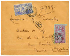 1928 50c + 1F Obl. NLLES HEBRIDES SERVICE MARITIME Sur Enveloppe RECOM. Pour NOUMEA. TB. - Autres & Non Classés