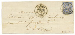 1877 25c SAGE (n°78) Obl. MONACO PRINCIPAUTE Sur Lettre Pour NICE. TB. - Autres & Non Classés