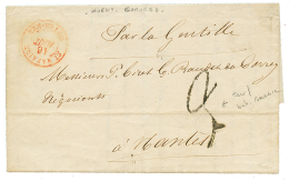 COMORES - KOENY : 1858 ST NAZAIRE OUTRE-MER Rouge + Taxe 3 Sur Lettre Avec Texte Daté "KOENY" Pour NANTES. Origin - Autres & Non Classés