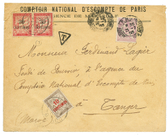 1893 30c MOUCHON Obl. PARIS Sur Enveloppe Pour TANGER Taxée Avec TAXE 10c+ 30c(x2). TB. - Other & Unclassified