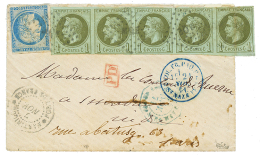 MARTINIQUE : 1871 CG 20c CERES + Bande De 5 Du 1c LAURE (1 Ex. Avec Pli) Obl. MQE Sur Enveloppe Au Tarif Militaire De FO - Other & Unclassified