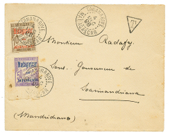 1898 TAXE Surchargé MADAGASCAR 10c(pd)+ 50c Obl. TANANARIVE Sur Enveloppe Taxée. RARE. TTB. - Other & Unclassified