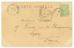 INDOCHINE - POSTE FLUVIALE : 1903 5c Obl. VAPEUR N°1 Sur Carte Pour LYON. Rare. TB. - Sonstige & Ohne Zuordnung