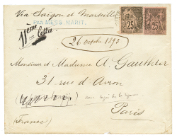 "Mixte FRANCE Type SAGE / COLONIES GENERALES" : 1893 FRANCE 25c SAGE + COLONIES GENERALES 25c Obl. Cachet Maritime HAIPH - Sonstige & Ohne Zuordnung