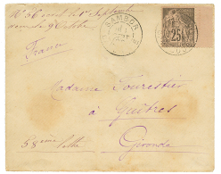 "SAMBOR CAMBODGE" : 1892 COLONIES GENERALES 25c Obl. SAMBOR CAMBODGE Sur Env(pd) Pour La FRANCE. TB. - Sonstige & Ohne Zuordnung