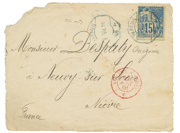 1891 CG 15c Obl. Cachet Ondulé VAPEUR N°4 Sur DEVANT De Lettre. Rare. TB. - Sonstige & Ohne Zuordnung