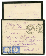 1890 "DIVISION OCCUPATION Du TONKIN" Sur Enveloppe Pour SUEZ Taxée Avec Timbres-TAXES Egyptiens 1P(x2). TB. - Sonstige & Ohne Zuordnung