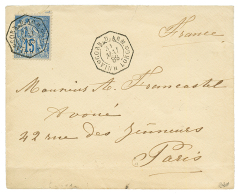 1883 CG 15c Obl. CORR. D'ARM. VINH LONG Sur Enveloppe Pour PARIS. Signé CALVES. RARE. Superbe. - Sonstige & Ohne Zuordnung