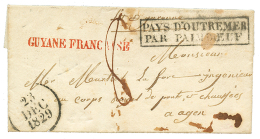 1829 PAYS D'OUTREMER PAR PAIMBOEUF + GUYANE FRANCAISE Rouge Sur Lettre Pour AGEN. TB. - Otros & Sin Clasificación