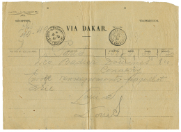 1924 Cachet Rare CONAKRY CABLES FRANCAIS Sur TELEGRAMME Pour PARIS. TB. - Otros & Sin Clasificación