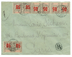 1917 05 S/ 15c Bande De 6 + Paire Obl. LIBREVILLE GABON Sur Env. RECOM. Pour PARIS. TTB. - Other & Unclassified