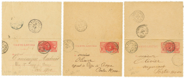 1907/12 Lot 3 Entiers à 10c Obl. NIKKI, KOUANDE, ABOMEY Pour PORTO-NOVO. RARE. TTB. - Autres & Non Classés