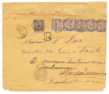1900 GOLFE DU BENIN 4c Bande De 5 + 25c Obl. OUIDAH DAHOMEY Sur Env(défauts) RECOMMANDEE + "PAPIERS D' AFFAIRES" - Other & Unclassified