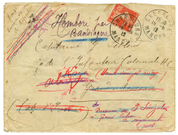 "TOUR De L' A.O.F à La Recherche Du Destinataire" : 1912 FRANCE 10c Semeuse(def) Obl. CHERBOURG Sur Env. Pour Un - Other & Unclassified