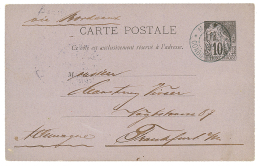 MASSABE - PRECURSEUR : 1896 COLONIE GENERALE Entier 10c Obl. MASSABE CONGO Pour L' ALLEMAGNE. TB. - Other & Unclassified