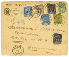 CANTON : 1903 Affrt Composé Obl. CANTON Sur Enveloppe RECOMMANDE Pour BERLIN. TTB. - Other & Unclassified