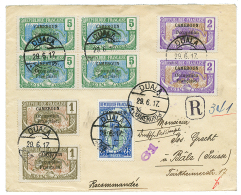 1917 Occupation FRANCAISE 1c(x2)+ 2c(x2)+ 5c Bloc De 4+ 25c Obl. DUALA KAMERUN Sur Enveloppe RECOMMANDEE Pour La SUISSE. - Other & Unclassified