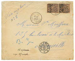 1892 25c Surch. BENIN (x2) Un Ex. Pd Obl. PORTO-NOVO Sur Env. Pour La FRANCE. TB. - Autres & Non Classés