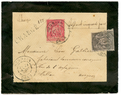1897 SAGE 10c + 50c Obl. HENNAYA ORAN Sur Enveloppe CHARGEE Pour MILLAU. TB. - Autres & Non Classés