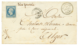 1855 20c(n°14) Obl. PC 3751 + EL ARROUCH ALGERIE Sur Lettre Pour ALGER. RARE. Cote 1100. TTB. - Autres & Non Classés