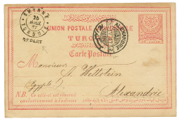 SMYRNE : 1887 TURQUIE Entier 20p Obl. SMYRNE TURQUIE/DEPART(rare) Pour ALEXANDRIE(EGYPTE). TTB. - Autres & Non Classés