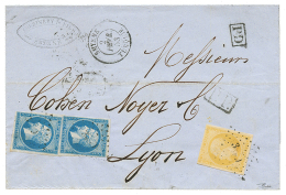 SMYRNE : 1853 10c (n°13) Superbe Nuance + 20c(n°14)x2 Obl. PC + SMYRNE Sur Lettre Pour LYON. TB. - Autres & Non Classés