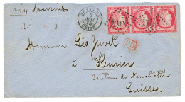 SHANGHAI : 1875 Bande De 3 Du 80c CERES Obl. GC 5104 + SHANGHAI CHINE Sur Env. Pour La SUISSE. TTB. - Otros & Sin Clasificación