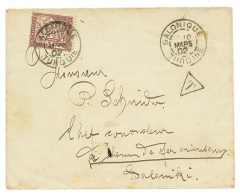 SALONIQUE : 1902 Timbre-Taxe De FRANCE 50c Obl. SALONIQUE Sur Enveloppe NON Affranchie Pour SALONIQUE. RARE. Superbe. - Other & Unclassified