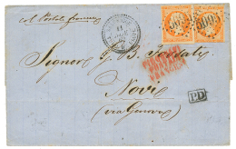 1862 40c(n°16)x2 Obl. GC 5095 + SALONIQUE TURQUIE Sur Lettre Pour L'ITALIE. Un N°16 Pd. TTB. - Autres & Non Classés