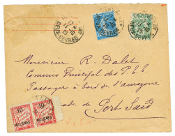 1925 FRANCE 5c BLANC ° 25c SEMEUSE Sur Env. Pour PORT-SAID Taxée Avec Paire Du 10 M S/ 30c Obl. PORT-SAID. RA - Sonstige & Ohne Zuordnung