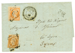 METELINE : 1859 10c(pd+ 40c Coin De Feuille Obl. PC 3771 + METELIN TURQUIE Sur Lettre Pour SYRA(GRECE). Cote 1500€. - Sonstige & Ohne Zuordnung