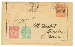 1909 Entier 0f10 TAXE REDUITE S/ 15c + 5c+ 10c Obl. LA CANEE CRETE Pour L' ALLEMAGNE. TB. - Altri & Non Classificati