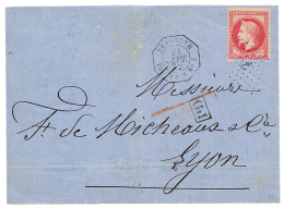 SYRIE : 1872 80c(n°32) Obl. ANCRE + BEYROUTH PAQ FR X N°5 Sur Lettre De BEYROUTH Pour LYON. TB. - Sonstige & Ohne Zuordnung