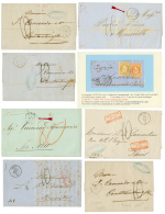PAQUEBOTS DE LA MEDITERRANEE - Lot 10 Lettres 1853/1866 Taxées Dont Rares + 1 Frgt. B/TB. - Sonstige & Ohne Zuordnung