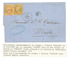 "Utilisation Du Cachet TAMISE à Bord Du Paquebot PHASE" : 1865 10c(n°21) + 40c(n°16) Obl. ANCRE + TAMISE - Sonstige & Ohne Zuordnung