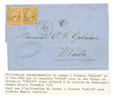 "Utilisation Du Cachet TAMISE à Bord Du Paquebot PHASE" : 1865 10c(n°21) + 40c(n°16) Obl. ANCRE + TAMISE - Otros & Sin Clasificación