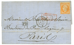 1866 40c(n°23) Obl. ANCRE + MENZALEH JUIL 66 Sur Lettre De CONSTANTINOPLE Pour PARIS. TB. - Autres & Non Classés