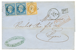 "JOURDAIN" : 1858 10c(n°13) Pd + Paire 20c(n°14) Obl. ANCRE + JOURDAIN 9 Juil. 58 Sur Lettre De BEYROUTH Pour LY - Otros & Sin Clasificación