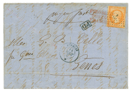 "CEPHISE" : 1862 40c(n°16) Pd Obl. ANCRE + CEPHISE 14 Aout 2 "renversé" Sur Lettre Pour L'ITALIE. TB. - Altri & Non Classificati