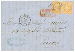 1863 10c(n°13) + 40c(n°16) Pd Obl. ANCRE + AMERIQUE 8 Jan 3 (renveresé) Sur Lettre De CONSTANTINOPLE Pour - Altri & Non Classificati