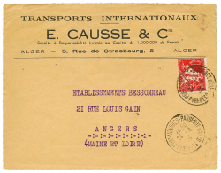 1935 ALGERIE B50c Obl. PORT-VENDRES PAQUEBOT PYRENEES ORles Sur Env. D' ALGER Pour ANGERS. RARE. TTB. - Autres & Non Classés