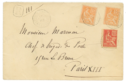 1902 Type MOUCHON 10c+ 15c(x2) Obl. LA REUNION A MARSEILLE Sur Env. RECOM. Pour PARIS. TB. - Other & Unclassified