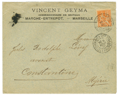 1901 15c MOUCHON Obl. BAT. A VAP. MARSEILLE A PHILIPPEVILLE Sur Env. Pour CONSTANTINE. RARE. TTB. - Sonstige & Ohne Zuordnung